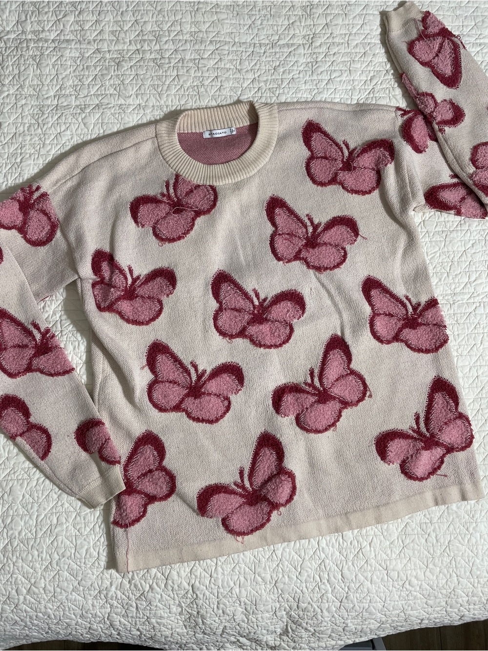 Staccato Cream and Dusty Pink Knit Sweater